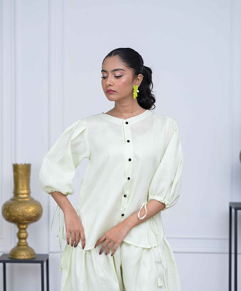 Elegent All - Pistachio Green Farshi Shalwar Dress for modern look