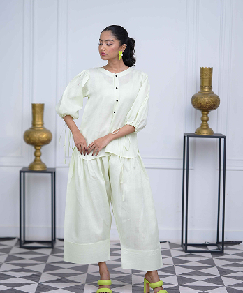 Elegent All - Pistachio Green Farshi Shalwar Dress for modern look